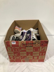 BOX OF ASSORTED ADULTS SHOES TO INCLUDE ADIDAS NIZZA PLATFORM TRAINERS IN WHITE UK 8