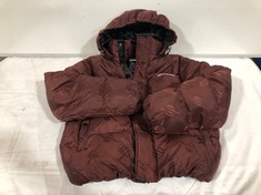 DAILY PAPER HONIT HOODED PUFFER JACKET CHOCOLATE BROWN SIZE M RRP- £195.75