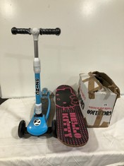 3 X ASSORTED KIDS TOYS TO INCLUDE ZINC TRI-SCOOTER BLUE/BLACK