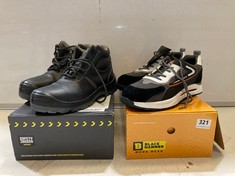 BLACK HAMMER SAFETY SHOES IN BLACK/WHITE UK 10 TO INCLUDE SAFETY JOGGER SAFETY BOOTS IN BLACK UK 8