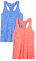 QTY OF ITEMS TO INLCUDE X30 ASSORTED CLOTHING TO INCLUDE ESSENTIALS WOMEN'S TECH STRETCH RACERBACK TANK TOP (AVAILABLE IN PLUS SIZE), PACK OF 2, CORAL ORANGE SPACE DYE/LIGHT BLUE SPACE DYE, L, BALEGA