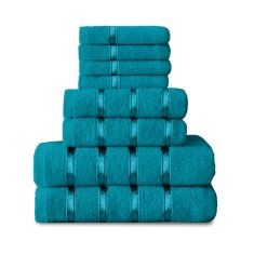 5 X GC GAVENO CAVAILIA 8 PIECE TOWEL BALE SET - EGYPTIAN COTTON | FACE TOWEL | HAND TOWEL | BATH TOWEL | - QUICK DRY & HIGHLY ABSORBENT TOWELS TEAL - WASHABLE TOWELS FOR BATHROOM.