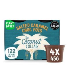 APPROX X83 THE COCONUT COLLAB SALTED CARAMEL CHOC POTS, PLANT-BASED, VEGAN & DAIRY FREE DESSERT ALTERNATIVE, 4 X 45G.