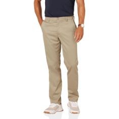 QTY OF ITEMS TO INLCUDE X20 ASSORTED CLOTHING TO INCLUDE ESSENTIALS MEN'S STRAIGHT-FIT STRETCH GOLF TROUSERS, KHAKI BROWN, 29W / 30L, UNDER ARMOUR MEN TECH 2.0 SHORTSLEEVE, LIGHT AND BREATHABLE SPORT