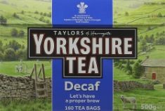 QTY OF ITEMS TO INLCUDE ASSORTED TEA TO INCLUDE YORKSHIRE DECAF TEA BAGS, PACK OF 160, NEW ENGLISH TEAS MEMORABILIA VINTAGE ENGLAND TEA MINI TIN GIFT PACK (PACK OF 2).