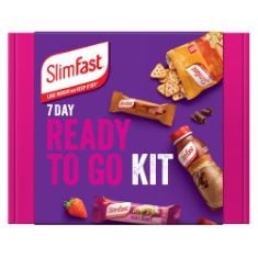 13 X SLIMFAST 7 DAY READY TO GO KIT, HEALTHY SNACK BOX FOR BALANCED DIET AND NUTRITION, STARTER KIT TO JUMP-START WEIGHT LOSS 3-2-1 MEAL PLAN, INCLUDES 6 SHAKES, 8 MEAL BARS, 7 SNACK BAGS, 7 SNACK BA