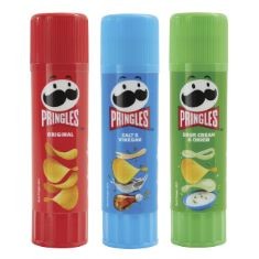 50 X HELIX PRINGLES GLUE STICKS - 3 PACK (3X21G) - WASHABLE CLEAR GLUE - ASSORTED PRINGLES DESIGNS.