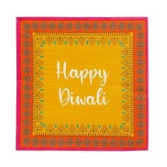 APPROX X50 PREMIUM DIWALI PAPER NAPKINS | RECYCLABLE SERVIETTES | TABLE PARTY DECORATIONS FOR THE HOUSE | DISPOSABLE TABLEWARE | MANDALA/HENNA/RANGOLI DESIGN -ORANGE YELLOW PINK | 33CM | PACK OF 20.