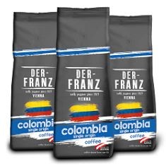 5 X DER-FRANZ COLUMBIA SINGLE ORIGIN COFFEE UTZ WHOLE BEAN 500G - 3 PACKS.