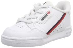 2 X ADIDAS BOY'S UNISEX KIDS CONTINENTAL 80 I SLIPPERS, WHITE (FTW BLA/ESCARL/MARUNI 000), 5.5 UK CHILD.