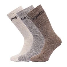 10 X REGATTA MEN'S 3 SOCKS/BOX WARM LONG ANKLE SUPPORT, BROWN MARL, SGL, RMH018 560000.