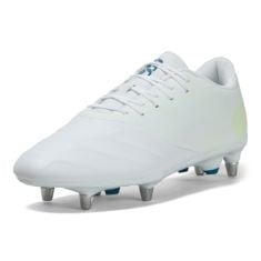 CANTERBURY MENS PHOENIX TEAM SG RUGBY BOOTS WHITE/LUMINOUS 10 UK.