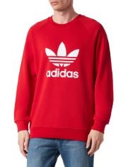 2 X ADIDAS MEN'S TREFOIL CREW SWEATSHIRT, BETTER SCARLET, XXL.