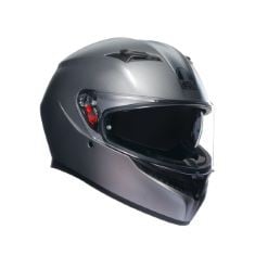 AGV - HELMET K3 E2206 MPLK, MEN MOTORBIKE HELMET, FULL-FACE ECE HELMET WITH SWEAT ABSORPTION, SPOILER, AIR VENTS AND SCRATCH RESISTANT UV VISOR, WITH INTERCOM READY, GREY.