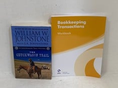 PALLET OF ASSORTED BOOKS TO INCLUDE THE CHUCKWAGON TRAIL BY WILLIAM W. JOHNSTONE (KERBSIDE PALLET DELIVERY)