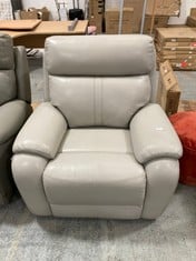 LA-Z-BOY WINCHESTER POWER RECLINER ARMCHAIR IN SILVER LEATHER - RRP Â£969