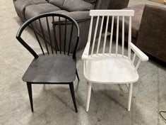 MODENA DINING CHAIR IN BLACK AND SPINDLE RUBBER WOODEN DINING CHAIR IN WHITE