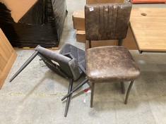 DARK GREY VELVET DINING CHAIR AND DARK BROWN LEATHER DINING CHAIR