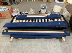 KENDAL KING SIZE BED FRAME IN DARK NAVY VELVET - RRP Â£1200 (KERBSIDE PALLET DELIVERY)