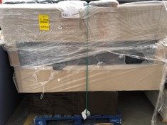 PALLET OF ASSORTED DIVAN BASES TO INCLUDE GREY VELVET HEADBOARD (KERBSIDE PALLET DELIVERY)