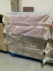 PALLET OF ASSORTED BED ITEMS / PARTS TO INCLUDE SOLID BED BASE APPROX 135 X 190CM IN PINK (KERBSIDE PALLET DELIVERY)