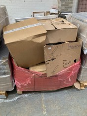 PALLET OF ASSORTED ITEMS TO INCLUDE BEANBAG IN MUSTARD COLOUR (KERBSIDE PALLET DELIVERY)