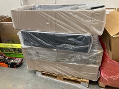 PALLET OF ASSORTED BED BASES/PARTS TO INCLUDE HEADBOARD IN BLACK - SIZE (KERBSIDE PALLET DELIVERY)