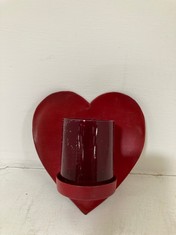 6 X WALL HEART WITH GLASS MINI PIPE - RED