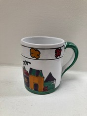 18 X HAND PAINTED STYLE MUG - WHITE / RED