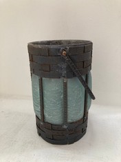 6 X STONE THE CROWS MEDIUM HANDLED LANTERN - SEA GREEN SILVER