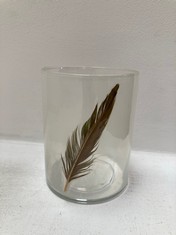 6 X STONE THE CROWS SM.SMOKED GLASS FEATHERED VASE - HEIGHT 13CMS - TOTAL RRP £72