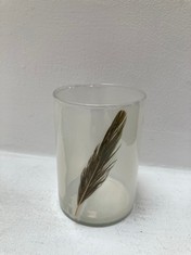 24 X STONE THE CROWS MINI SMOKED GLASS FEATHERED VASE - HEIGHT 10CMS - TOTAL RRP £168