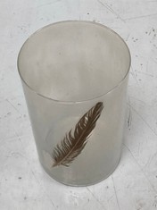 12 X STONE THE CROWS MD.SMOKED GLASS FEATHERED VASE- HEIGHT 20CMS - TOTAL RRP £180