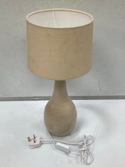 1 X STONE THE CROWS SM.TEARDROP LAMPBASE-PASTEL BEIGE - HEIGHT 30CMS - TOTAL RRP £60 TO INCLUDE BEIGE LAMPSHADE