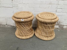 1 X STONE THE CROWS SET OF TWO LOW STOOLS / TABLES - (H) 30 X (W) 30 X (D) 30 CM - TOTAL RRP £115