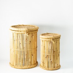 2 X STONE THE CROWS SET OF TWO LAUNDRY BASKETS - HEIGHT 48/58CMS - TOTAL RRP £430