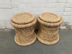 1 X STONE THE CROWS SET OF TWO LOW STOOLS / TABLES - (H) 30 X (W) 30 X (D) 30 CM - TOTAL RRP £115