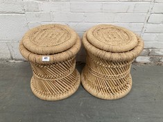 1 X STONE THE CROWS SET OF TWO LOW STOOLS / TABLES - (H) 30 X (W) 30 X (D) 30 CM - TOTAL RRP £115