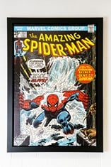 1975 The Amazing Spider-Man #151 - Only One Of Us Is Leaving Here Alive! Medium: Boxed Canvas, Image Size: 40" x 27.5", signed by Stan Lee Print No. 113 of 195