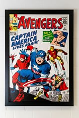 1963 The Avengers #4 - Captain America Lives Again! Medium: Boxed Canvas, Image Size: 40" x 27.5", signed by Stan Lee Print No. 7 of 195