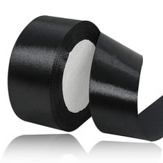 QUANTITY OF ASSORTED ITEMS TO INCLUDE BLACK SATIN RIBBON 40MM, 23 METERS SOLID COLORS FABRIC RIBBON FOR CRAFTING, GIFT WRAPPING, BALLOONS, DIY SEWING PROJECT, HAIR BOWS AND CAKE DECORATION: LOCATION