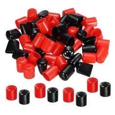 QUANTITY OF ASSORTED ITEMS TO INCLUDE SOURCING MAP 50PCS RUBBER END CAPS COVER ASSORTMENT 18MM PVC VINYL SCREW THREAD PROTECTOR FOR SCREW BOLT BLACK RED: LOCATION - TABLES