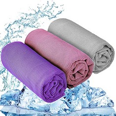 27 X YQXCC 3 PCS COOLING TOWEL , 120X30 CM  COOL COLD TOWEL FOR NECK, MICROFIBRE ICE TOWEL, SOFT BREATHABLE CHILLY TOWEL FOR YOGA, GOLF, GYM, CAMPING, RUNNING, WORKOUT & MORE ACTIVITIES - TOTAL RRP £