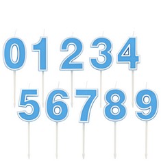 QUANTITY OF ASSORTED ITEMS TO INCLUDE PARTY GO BLUE HAPPY BIRTHDAY CAKE 10-PIECES NUMERAL CANDLES NUMBER 0123456789 BIRTHDAY CANDLE CAKE TOPPER DECORATION FOR PARTY WEDDING ANNIVERSARY SUPPLIES KIDS