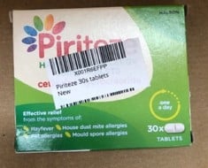 QUANTITY OF ITEMS TO INCLUDE PIRITEZE HAYFEVER & ALLERGY 10MG TABLETS RRP £187: LOCATION - B RACK