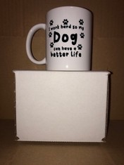 QUANTITY OF ITEMS TO INCLUDE CHEEKY CHOPS MY DOG HAS A BETTER LIFE MUG RRP £383: LOCATION - TABLES