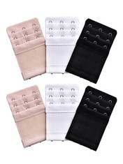 19 X BEMEMO 6 PIECES WOMEN'S BRA EXTENDERS ELASTIC STRETCHY BRA EXTENSION STRAP FOR GIRLS FAVORS, 3 ROWS X 3 HOOKS , BLACK, WHITE AND SKIN COLOR  - TOTAL RRP £90: LOCATION - TABLES