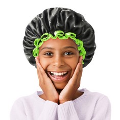 25 X MIKIMINI BLACK SMALL SHOWER CAP FOR KIDS, REUSABLE WATERPROOF SHOWER HATS FOR BOYS AND GIRLS, SKIN-FRIENDLY, COMFORTABLE SHOWER CAPS FOR CHILDREN - TOTAL RRP £125: LOCATION - TABLES