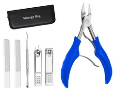 QUANTITY OF ASSORTED ITEMS TO INCLUDE THICK NAIL CLIPPERS KIT 8PCS PROFESSIONAL INGROWN TOENAIL TREATMENT TOOLS INCL. EXTRA STRONG NAIL NIPPERS FOOT SCRAPER 2 GLASS FILES FOR ADULT AND SENIORS BLUE: