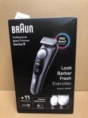 BRAUN BEARD TRIMMER SERIES 9 BT9441, TRIMMER WITH BARBER TOOLS AND 180-MIN RUNTIME, RATED WHICH BEST BUY.: LOCATION - A